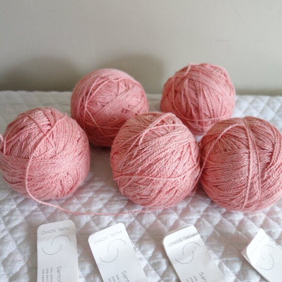 5 Balls / Skeins PURL SOHO SANTOLINA Organic cotton / bamboo / hemp yarn – Pink - Picture 1 of 3